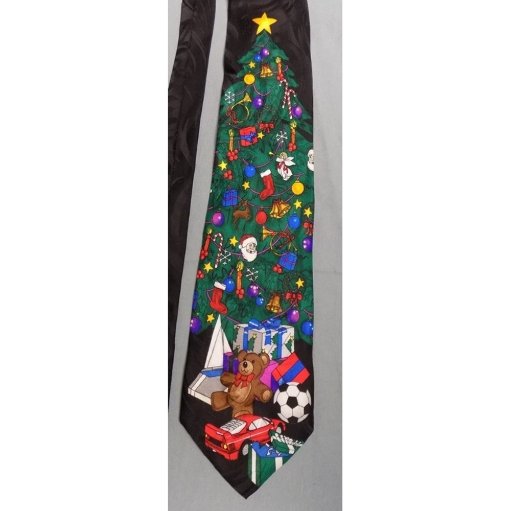 Holiday Tie 100% Silk Christmas Tree Addiction Brand Men's Tie Toys Presents